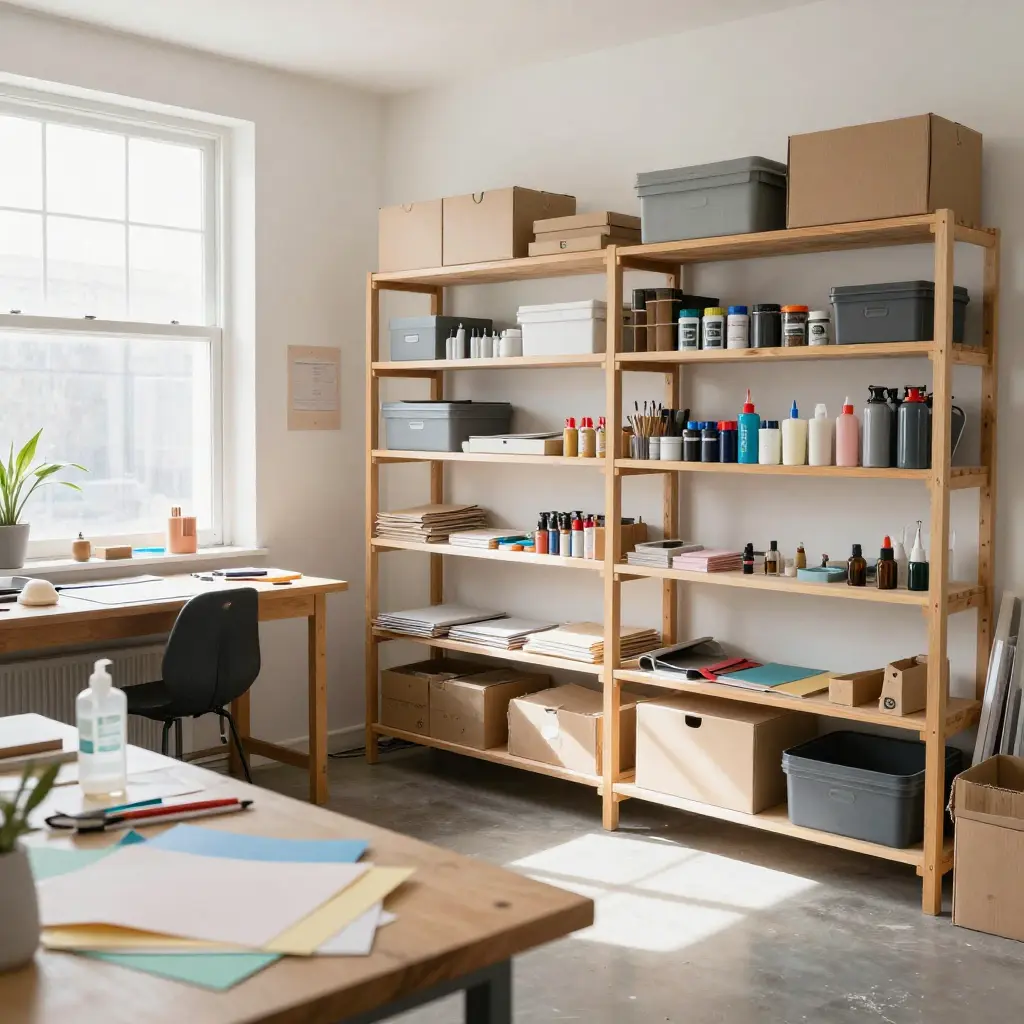 Inside our craft workshop studio with natural light and creative supplies